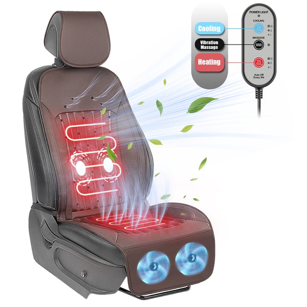 Paffenery 2025 Heating and Cooling Seat Cover Front Seat, 12V-24V Ventilated Cooling Car Seat Cushion, Cooled Seat Cover for Car SUV Truck Universal Fit, Fashion Brown