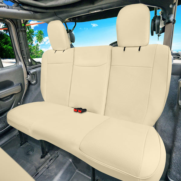 Jeep Wrangler JL 2-Door 2018-2023 -  Rear Set Seat Covers - Beige Faux Leather