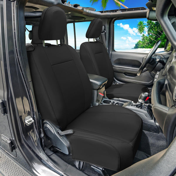 Jeep Wrangler JL 2-Door 2018-2023 -  Full Set Seat Covers - Black Faux Leather