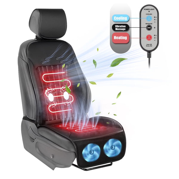 Paffenery 2025 Heating and Cooling Seat Cover Front Seat, 12V-24V Ventilated Cooling Car Seat Cushion, Cooled Seat Cover for Car SUV Truck Universal Fit, Fashion Black