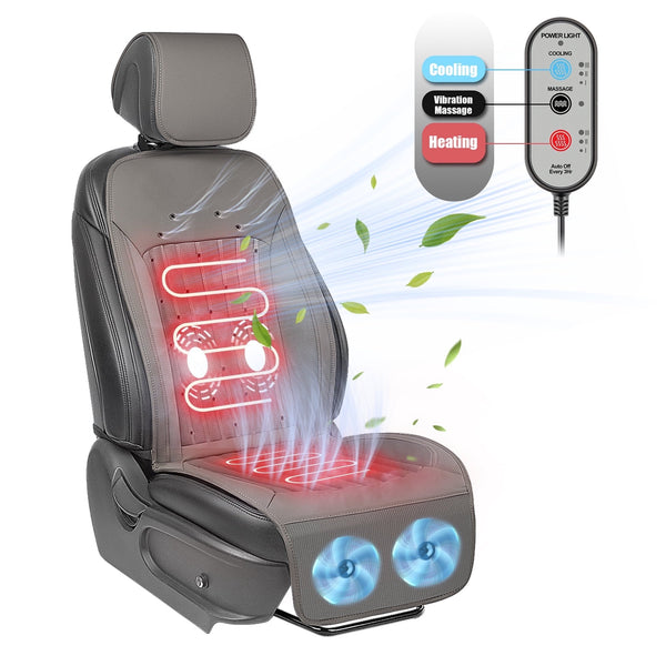 Paffenery 2025 Heating and Cooling Seat Cover Front Seat, 12V-24V Ventilated Cooling Car Seat Cushion, Cooled Seat Cover for Car SUV Truck Universal Fit, Fashion Grey