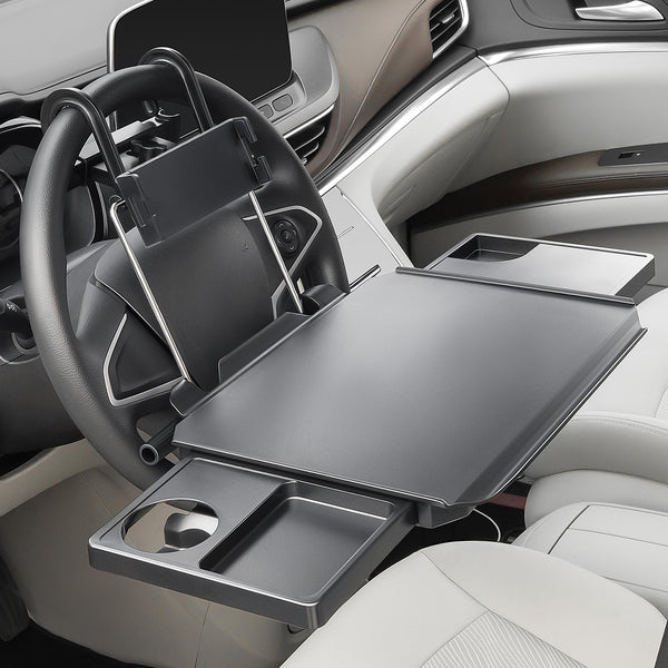 Paffenery Large Car Steering Wheel Tray Back Seat Headrest Tray with Phone Holder, Steering Wheel Desk Food Table for Car Laptop Mount Steering Wheel for Large SUVs, Trucks & Vans