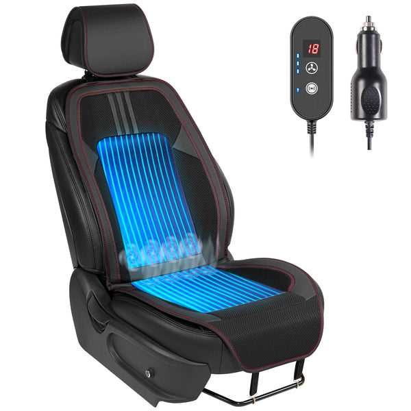 Paffenery 1Pcs Cooling Car Seat Cover Front Seat, 12V-24V Ventilated Cooling Car Seat Cushion, Cooled Seat Cover for Car SUV Truck Universal Fit, Sports Black